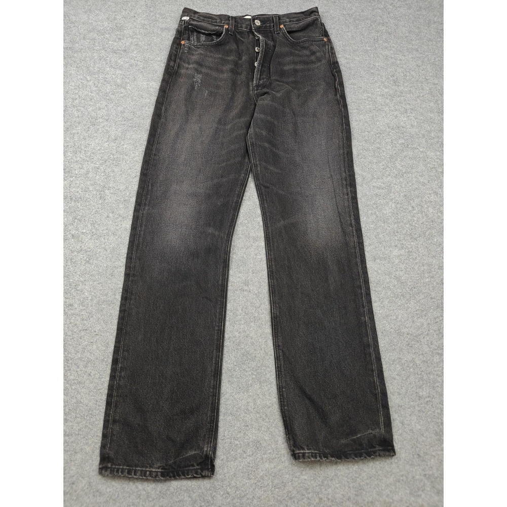 Citizens Of Humanity Eva Straight Jeans Womens 27 Charcoal Wash Distressed Denim